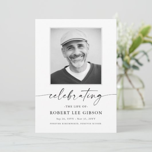 Moderne viering van het leven Foto Memorial begraf Programmakaart (Staand voorkant)