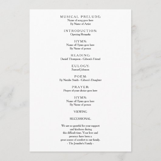 Moderne viering van het leven Foto Memorial Programmakaart (Achterkant)