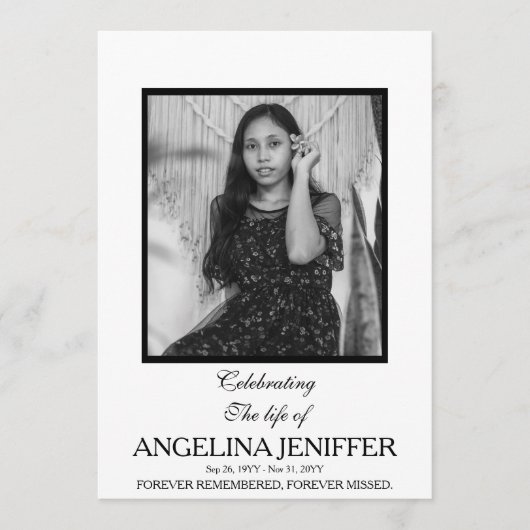 Moderne viering van het leven Foto Memorial Programmakaart (Voorkant)