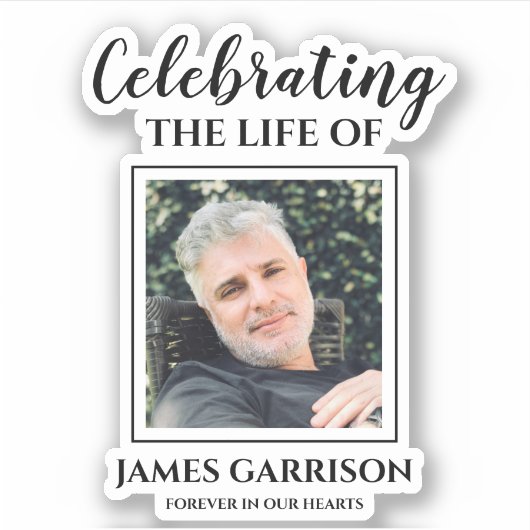 Moderne viering van het leven met foto Memorial Sticker (Voorkant)