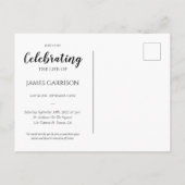 Moderne viering van het leven met fotobegrafenis briefkaart (Achterkant)