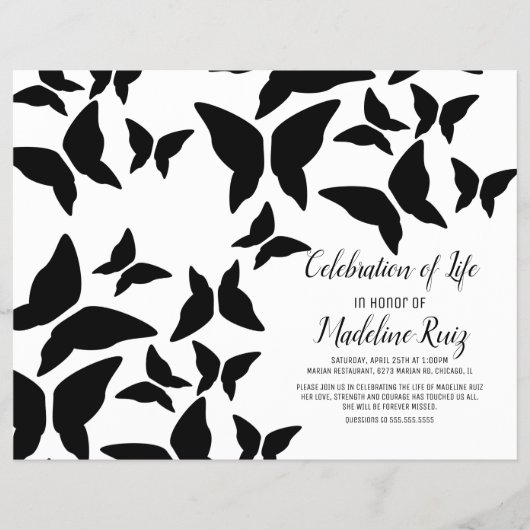 Moderne viering van het leven Vlinders Zwarte Flye Flyer (Voorkant)