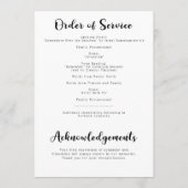 Moderne viering van het Life of Funeral Programme Programmakaart (Achterkant)