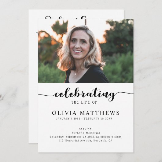 Moderne viering van het Life of Funeral Programme Programmakaart (Voorkant / Achterkant)