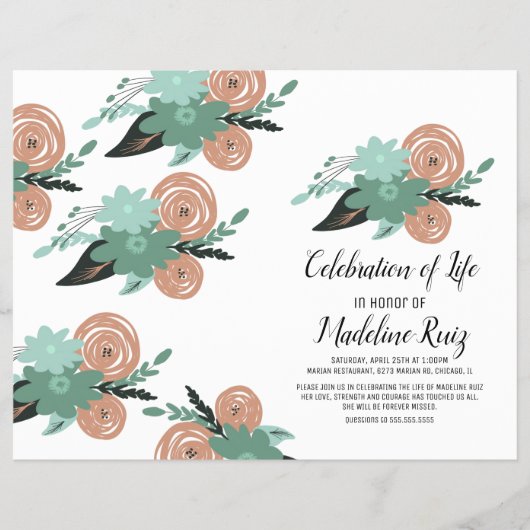 Moderne viering van levensbloemen met de hand gete flyer (Voorkant)