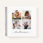 Moderne vierkant familie meerdere foto collage notitieboek (Voorkant)