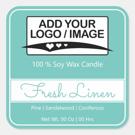 Moderne vierkant rand Eenvoudig lichtblauw Logo Af Vierkante Sticker (Voorkant)