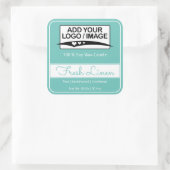 Moderne vierkant rand Eenvoudig lichtblauw Logo Af Vierkante Sticker (Tas)