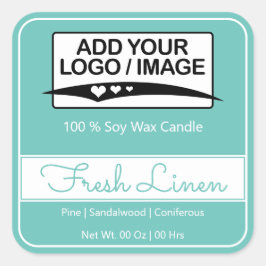 Moderne vierkant rand Eenvoudig lichtblauw Logo Af Vierkante Sticker