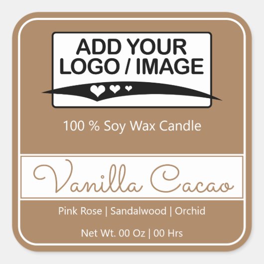 Moderne vierkant rand Eenvoudig lichtbruin Logo Af Vierkante Sticker (Voorkant)