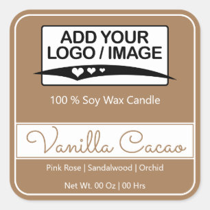 Moderne vierkant rand Eenvoudig lichtbruin Logo Af Vierkante Sticker