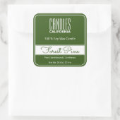 Moderne vierkant-rand Eenvoudige groene boskaarsen Vierkante Sticker (Tas)