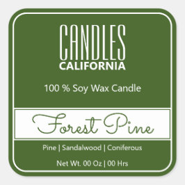 Moderne vierkant-rand Eenvoudige groene boskaarsen Vierkante Sticker