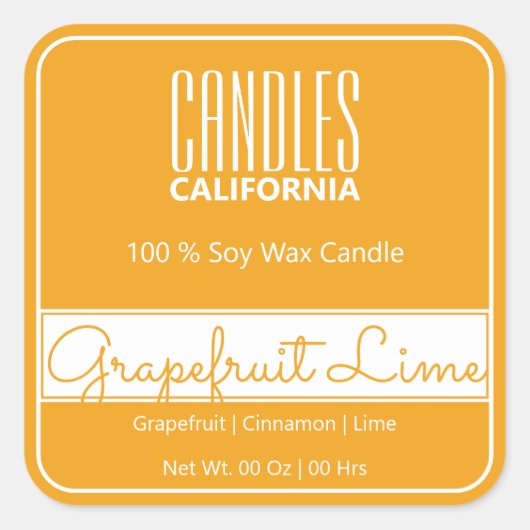 Moderne vierkant rand Eenvoudige Oranje gele kaars Vierkante Sticker (Voorkant)