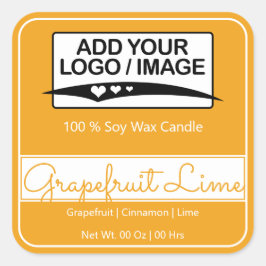 Moderne vierkant rand Eenvoudige Oranje gele Logo Vierkante Sticker