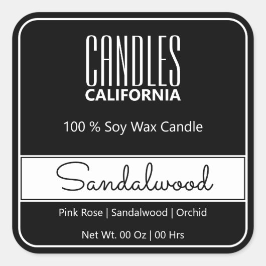 Moderne vierkant rand Eenvoudige witte kaarsen Vierkante Sticker (Voorkant)