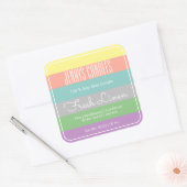 Moderne vierkant-rand pasta-regenboogstrips vierkante sticker (Envelop)