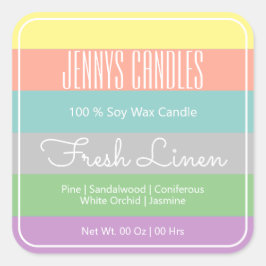 Moderne vierkant-rand pasta-regenboogstrips vierkante sticker