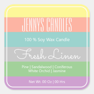 Moderne vierkant-rand pasta-regenboogstrips vierkante sticker