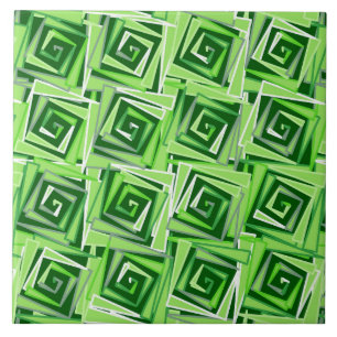 Moderne vierkant-spiralen, Jade Green Tegeltje