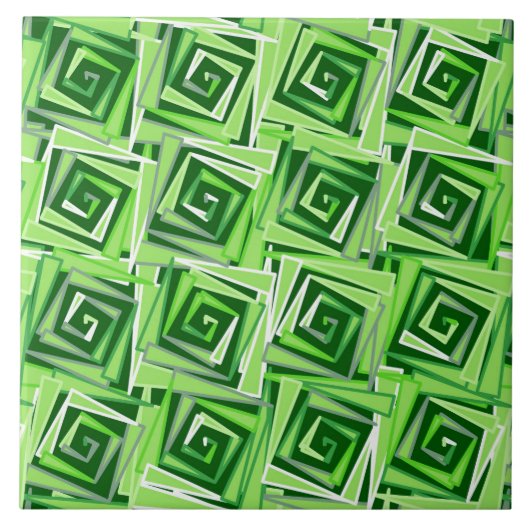 Moderne vierkant-spiralen, Jade Green Tegeltje (Voorkant)
