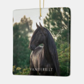 Moderne vierkant vizier met aangepast fotopaard keramisch ornament (Links)