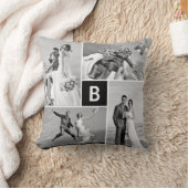 Moderne vierkant zwart raster monogram 4 foto coll kussen (Deken)