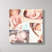 Moderne vierkante baby jongen Monogram 4 foto coll Canvas Afdruk (Voorkant)