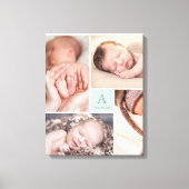 Moderne vierkante baby jongen Monogram 4 foto coll Canvas Afdruk (Voorkant)