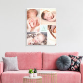 Moderne vierkante baby jongen Monogram 4 foto coll Canvas Afdruk (Insitu (Woonkamer))