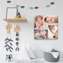 Moderne vierkante baby jongen Monogram 4 foto coll