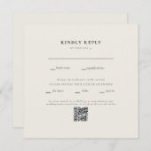Moderne Vierkante Beige Bruiloft QR Code II RSVP (Voorkant / Achterkant)