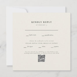 Moderne Vierkante Beige Bruiloft QR Code II RSVP