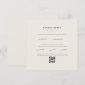 Moderne vierkante beige trouw-QR-code II RSVP (Voorkant / Achterkant)