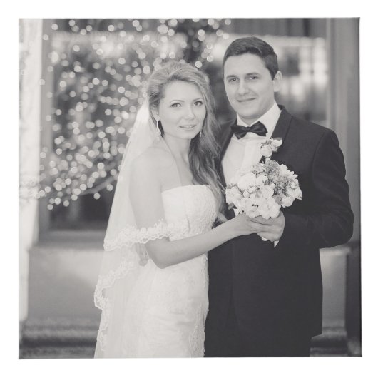 Moderne vierkante bruiloft Monogram 8 Fotocollage Kubus (Rechts)