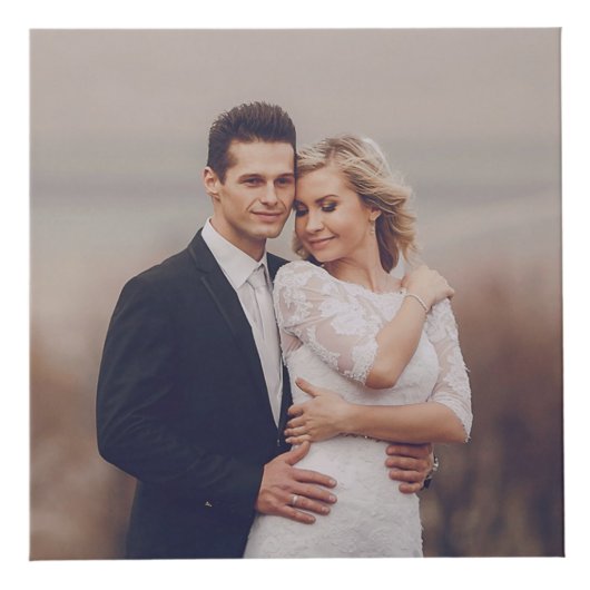 Moderne vierkante bruiloft Monogram 8 Fotocollage Kubus (Voorkant)