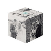 Moderne vierkante bruiloft Monogram 8 Fotocollage Kubus (Achter hoekig)