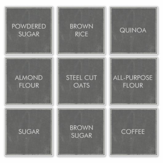Moderne Vierkante Chalkboard Pantry Labels (Voorkant)