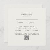 Moderne Vierkante Cream Bruiloft QR Code RSVP (Voorkant / Achterkant)