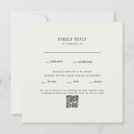 Moderne Vierkante Cream Bruiloft QR Code RSVP
