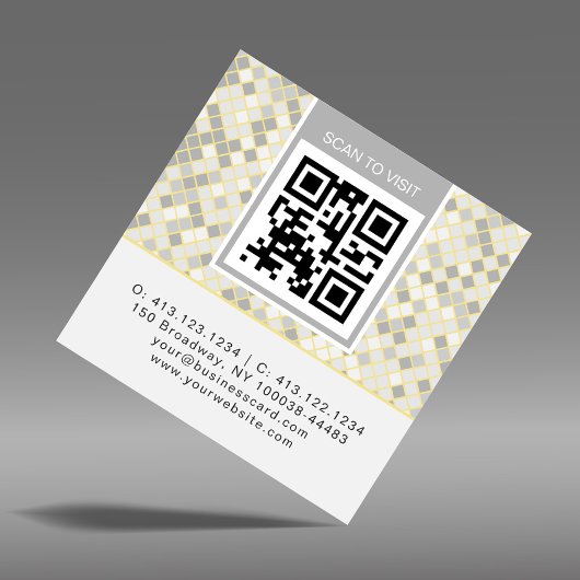 Moderne Vierkante Geometrische Patroon QR Code Visitekaartje
