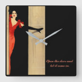 Moderne vierkante klok met spreekwoord (Voorkant)