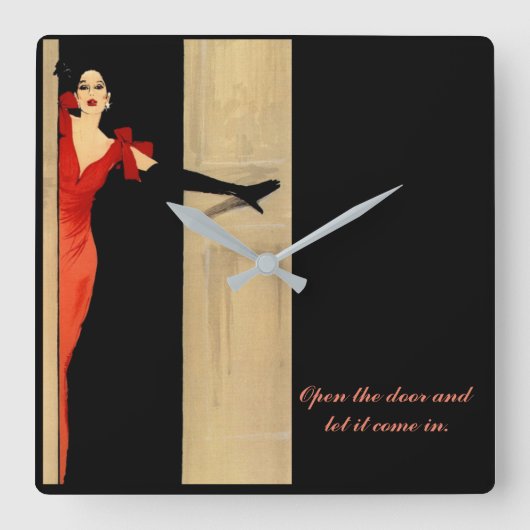 Moderne vierkante klok met spreekwoord (Voorkant)