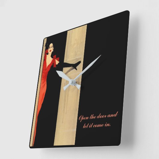 Moderne vierkante klok met spreekwoord (Hoek)