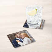 Moderne vierkante lijst met monogram foto kartonnen onderzetters (Insitu)