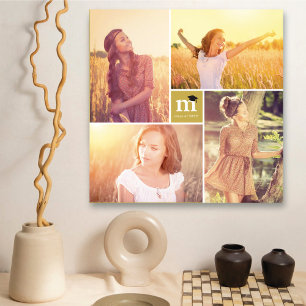 Moderne vierkante monogram afstudeerfoto collage 4 canvas afdruk