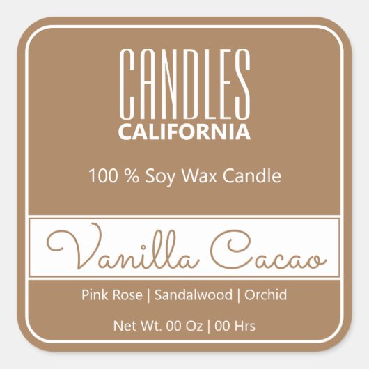 Moderne, vierkante rand Eenvoudige, bruine kaarsen Vierkante Sticker (Voorkant)