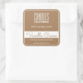 Moderne, vierkante rand Eenvoudige, bruine kaarsen Vierkante Sticker (Tas)