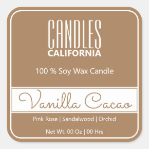 Moderne, vierkante rand Eenvoudige, bruine kaarsen Vierkante Sticker