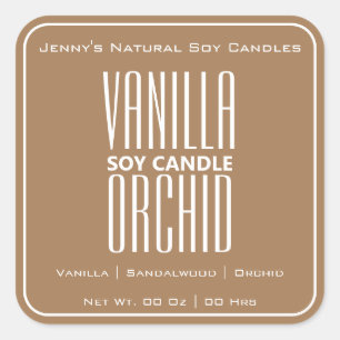 Moderne, vierkante rand Eenvoudige, bruine kaarsen Vierkante Sticker